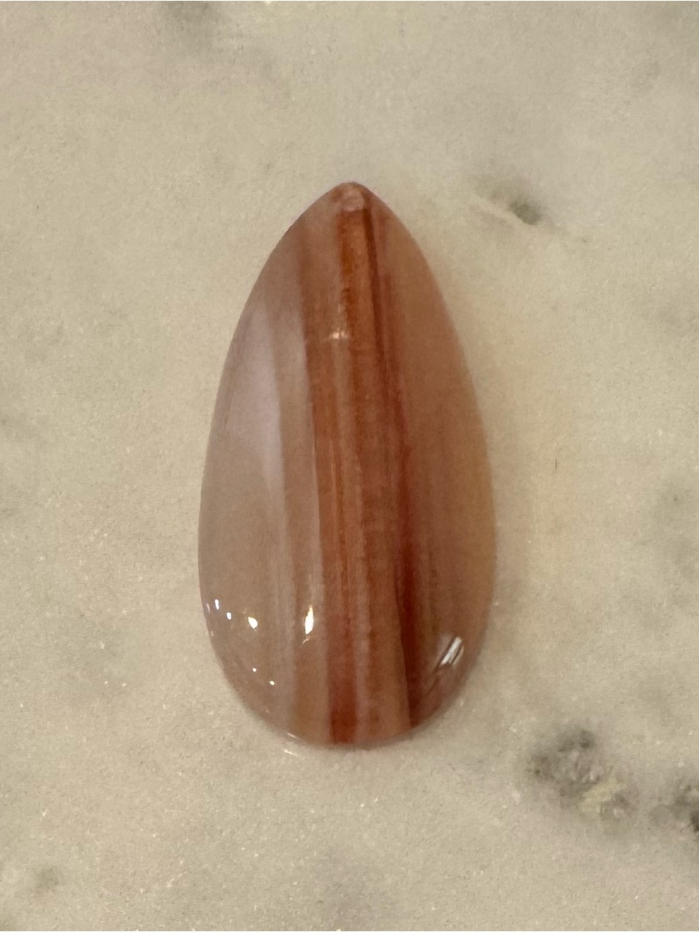 Polished Orange & White Agate Teardrop Pendant